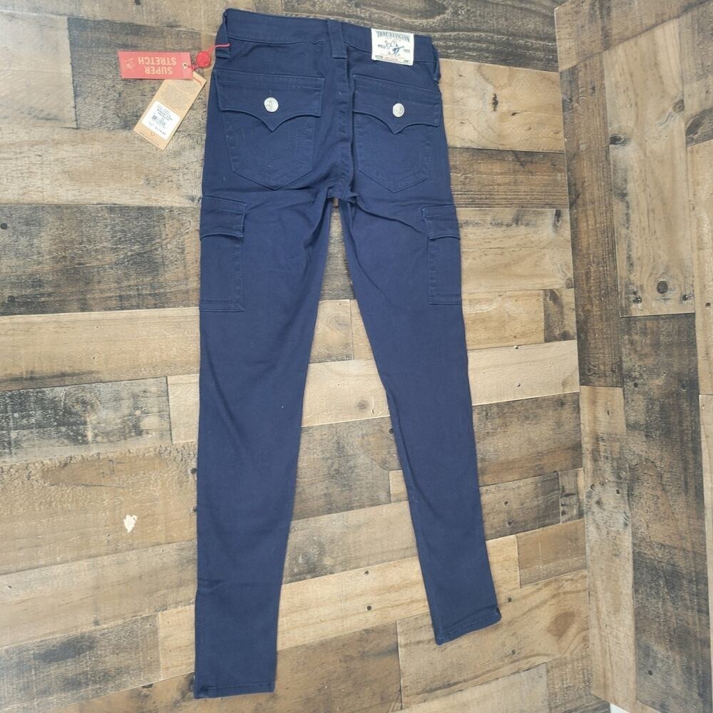 True Religion Cargo Legging Pants Zipper Ankle Tapered NWT Navy Blue Womens 25 - Picture 4 of 16